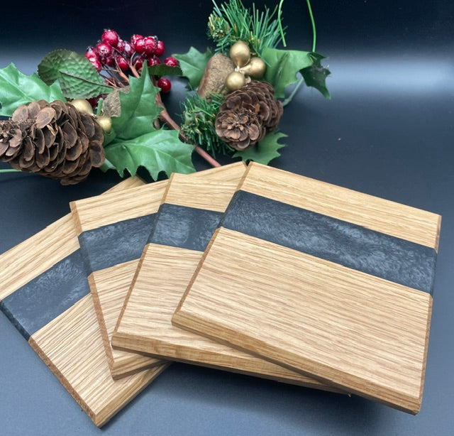 Resin/oak coaster
