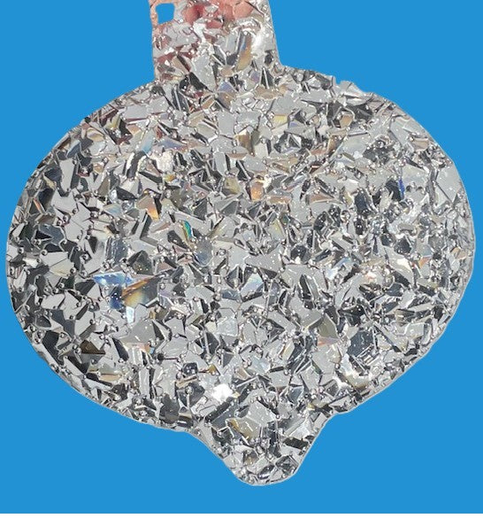 Textured resin Christmas ornament bauble shaped.  Druzy texture on front creates natural shimmer