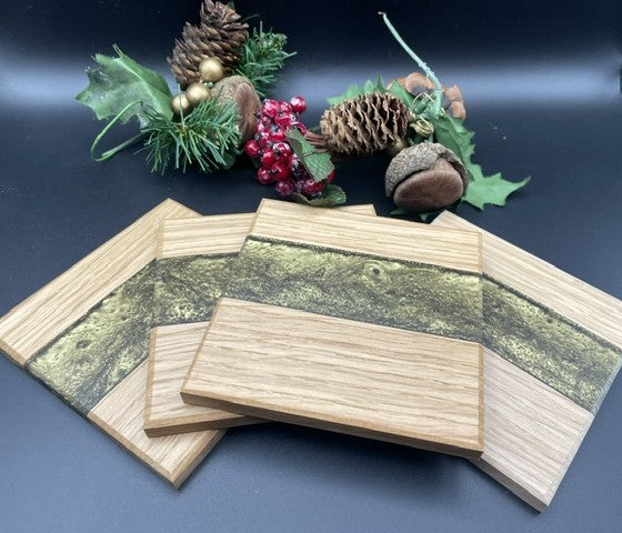 Resin/oak coaster