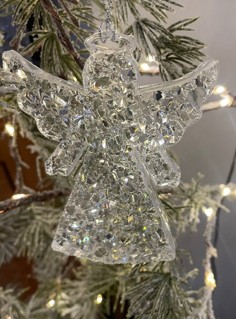 Epoxy resin druzy angel glitter Christmas decoration