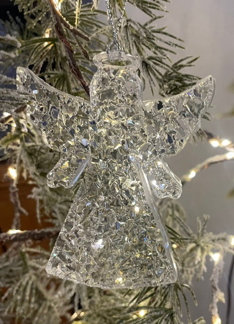 Epoxy resin druzy angel glitter Christmas decoration