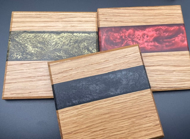 Resin/oak coaster