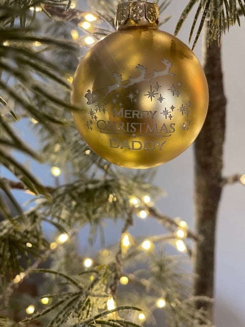 Santa sleigh personalised bauble 6cm