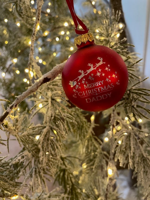 Santa sleigh personalised bauble 6cm