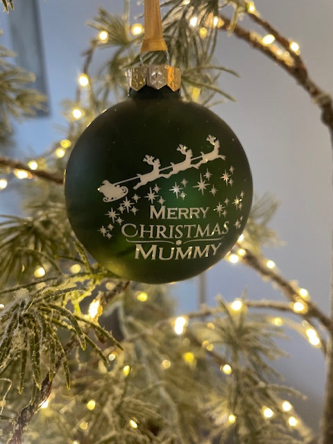 Santa sleigh personalised bauble 7cm