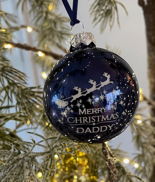 Santa sleigh personalised bauble 7cm