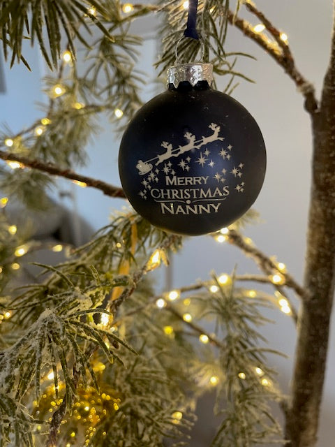 Santa sleigh personalised bauble 7cm