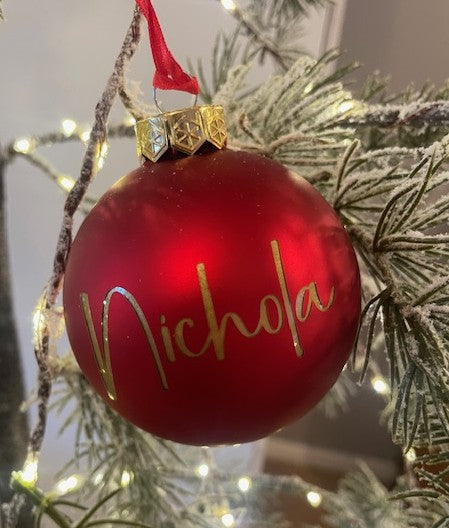 Personalised 8cm glass Christmas bauble