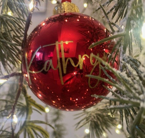 Personalised 8cm glass Christmas bauble