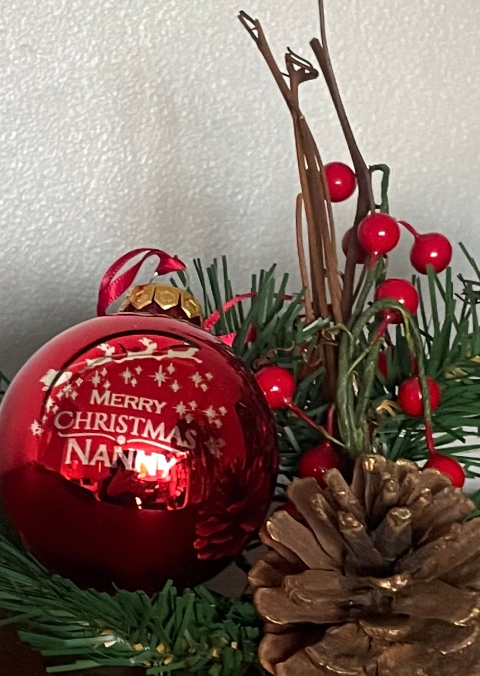 Santa sleigh personalised bauble 6cm
