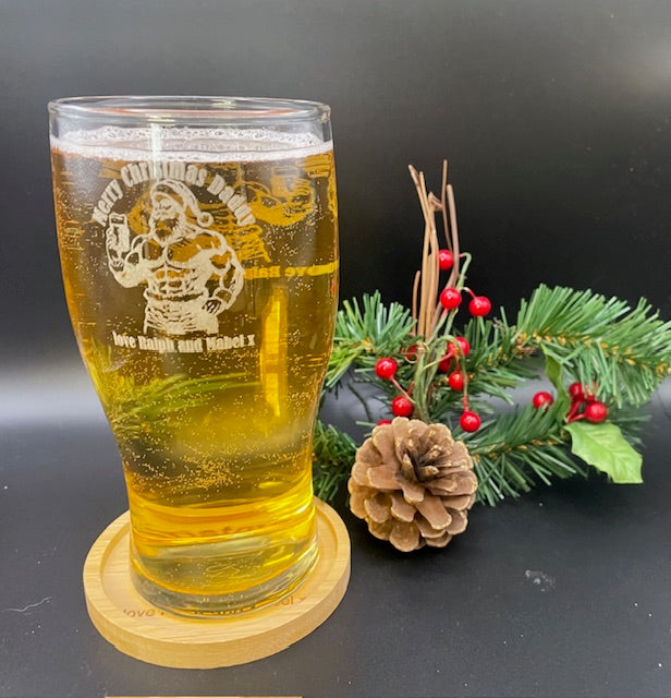 Festive beer glass